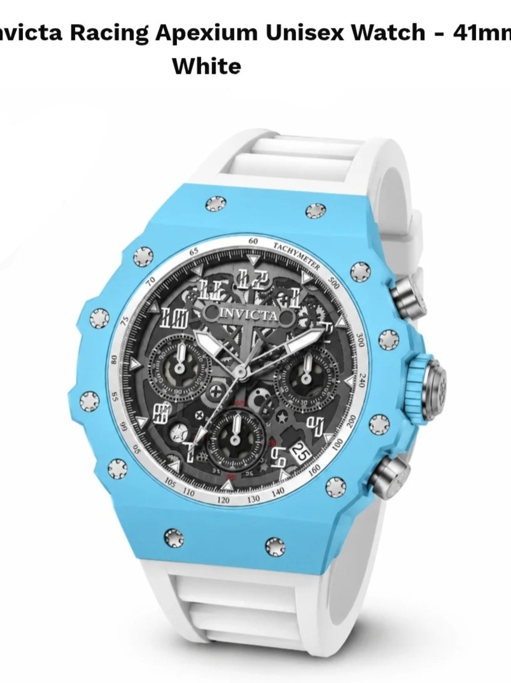 Invicta Apexium Chronograph Watch - White & Light Blue